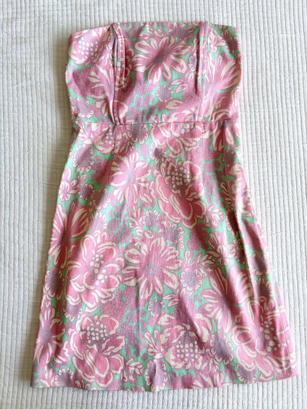 Tibi Dress Womens 8 Strapless Floral Pink Garden Party Cotton Corset Lace Mini